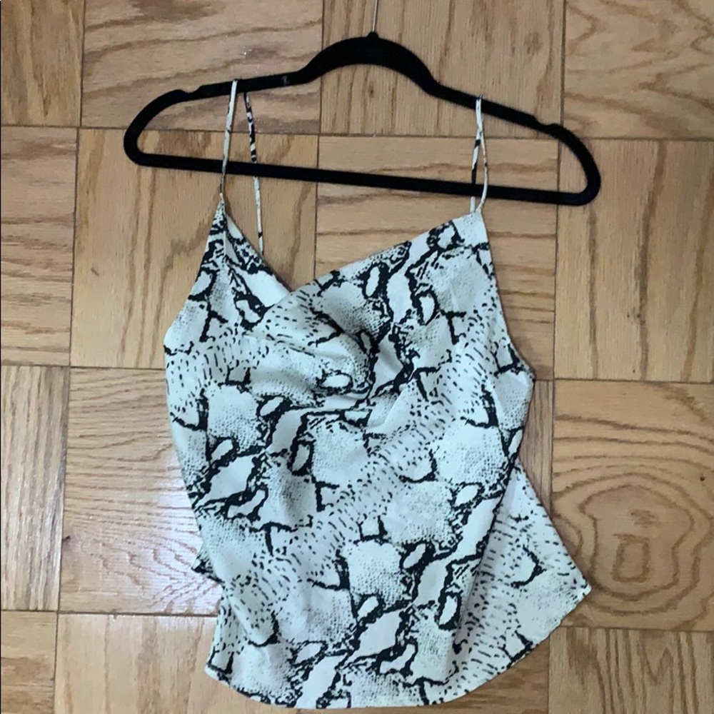 Animal print silk tank top